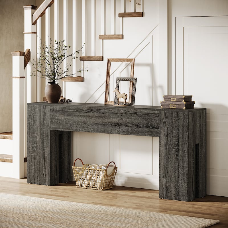71-Inch Long Console Table for Entryway, Living Room, Rustic Brown - 70.86" L x 13.78" W x 32.3" H
