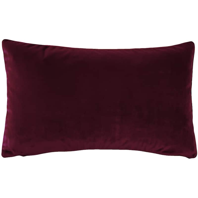 Pillow Decor Castello Soft Velvet Throw Pillows (3 Sizes, 18 Colors) - 12" x 19" - Cover Only - Wine