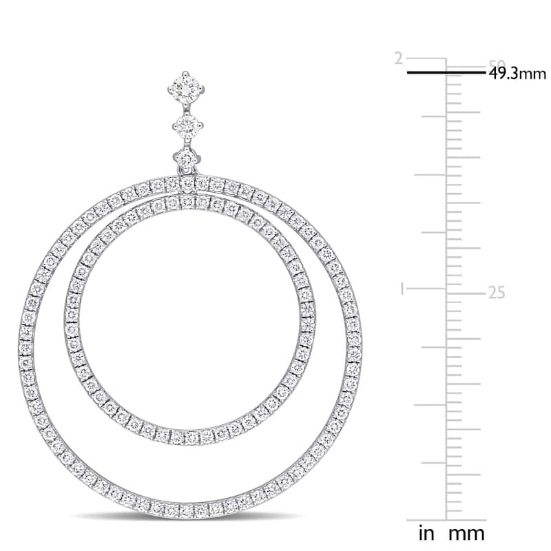Miadora 3 1/4ct TDW Diamond Double-Circle Earrings in 14k White Gold