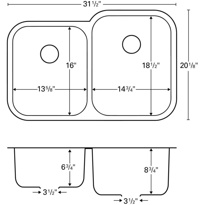 Karran USA U-6040L U Series 31-1/2" Undermount Double Basin Stainless