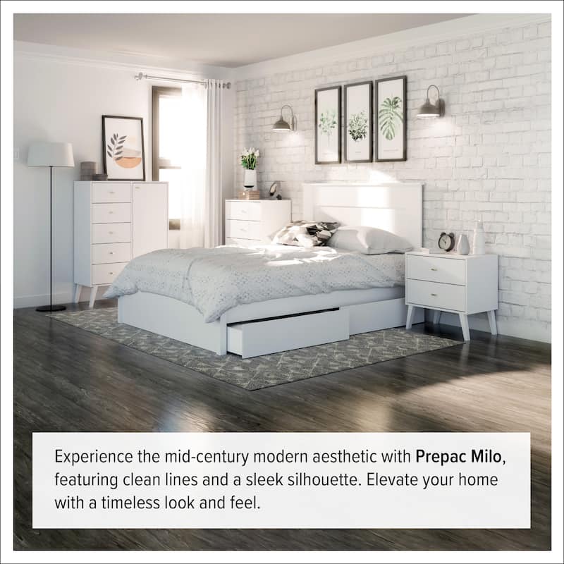 Prepac Milo Mid-Century Modern 6 Drawer Double Dresser for Bedroom, Chest of Drawers, Contemporary Bedroom Furniture