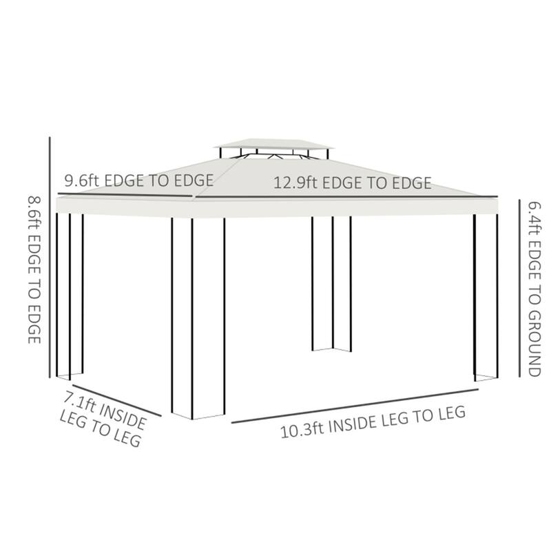 Premium 2 Tier Metal Screened Gazebo with Polyester Canopy and Steel Frame for Outdoor Garden - 12.9' L x 9.6' W x 8.6' H