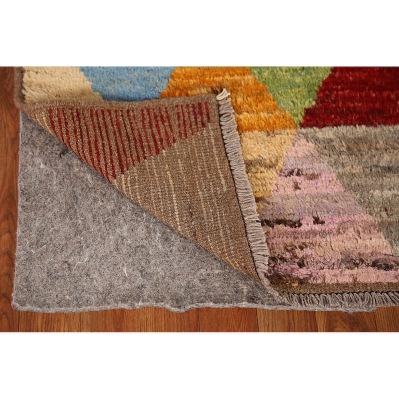 All-Over Trellis Moroccan Oriental Runner Rug Hand-Knotted Wool Carpet - 2'11" x 9'11"