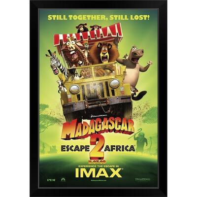 "Madagascar Escape 2 Africa - Movie Poster" Black Framed Print
