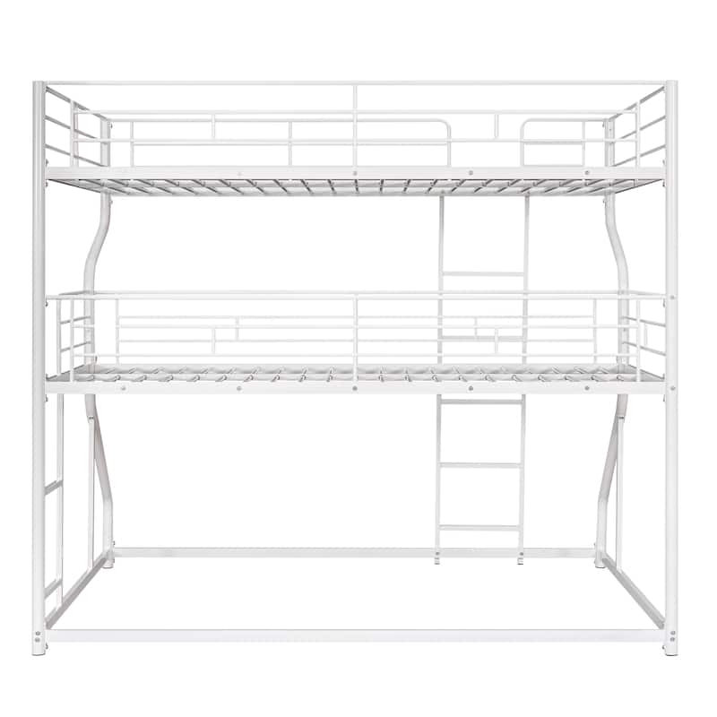 Full XL Over Twin XL Over Queen Size Bunk Bed w/Long, Short Ladder