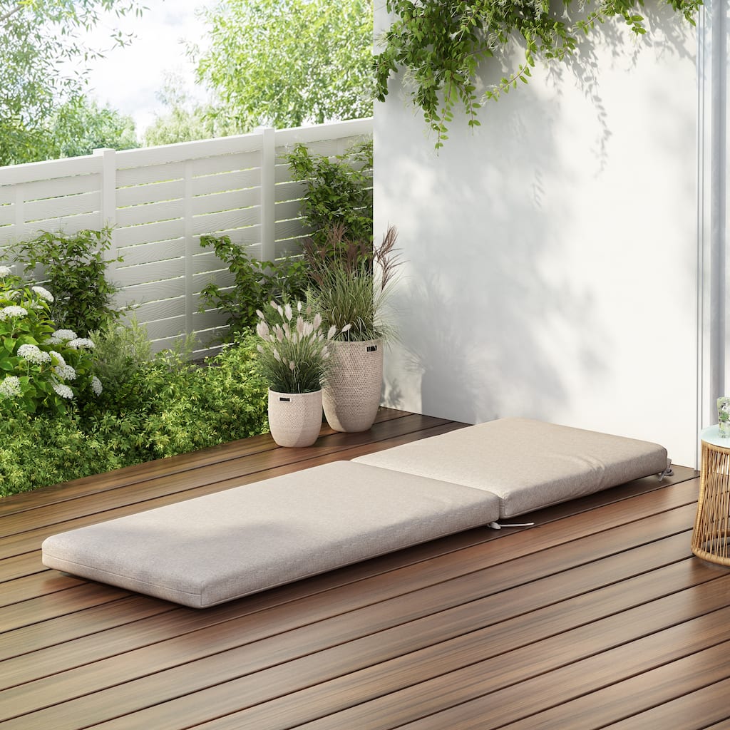 Roomfitters Noah Outdoor Chaise Lounge Cushion with Ties, Water Repellent Fabric, Patio Pad