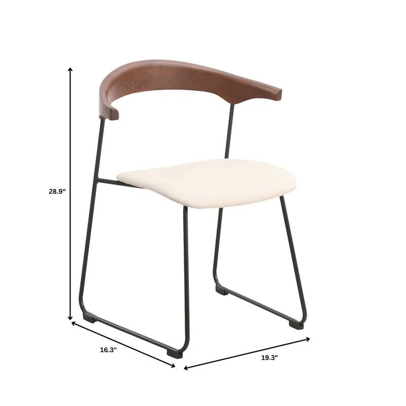 Lyra Modern Dining Chair in Upholstered Faux Leather with Beech Wood Back & Metal Legs by LeisureMod