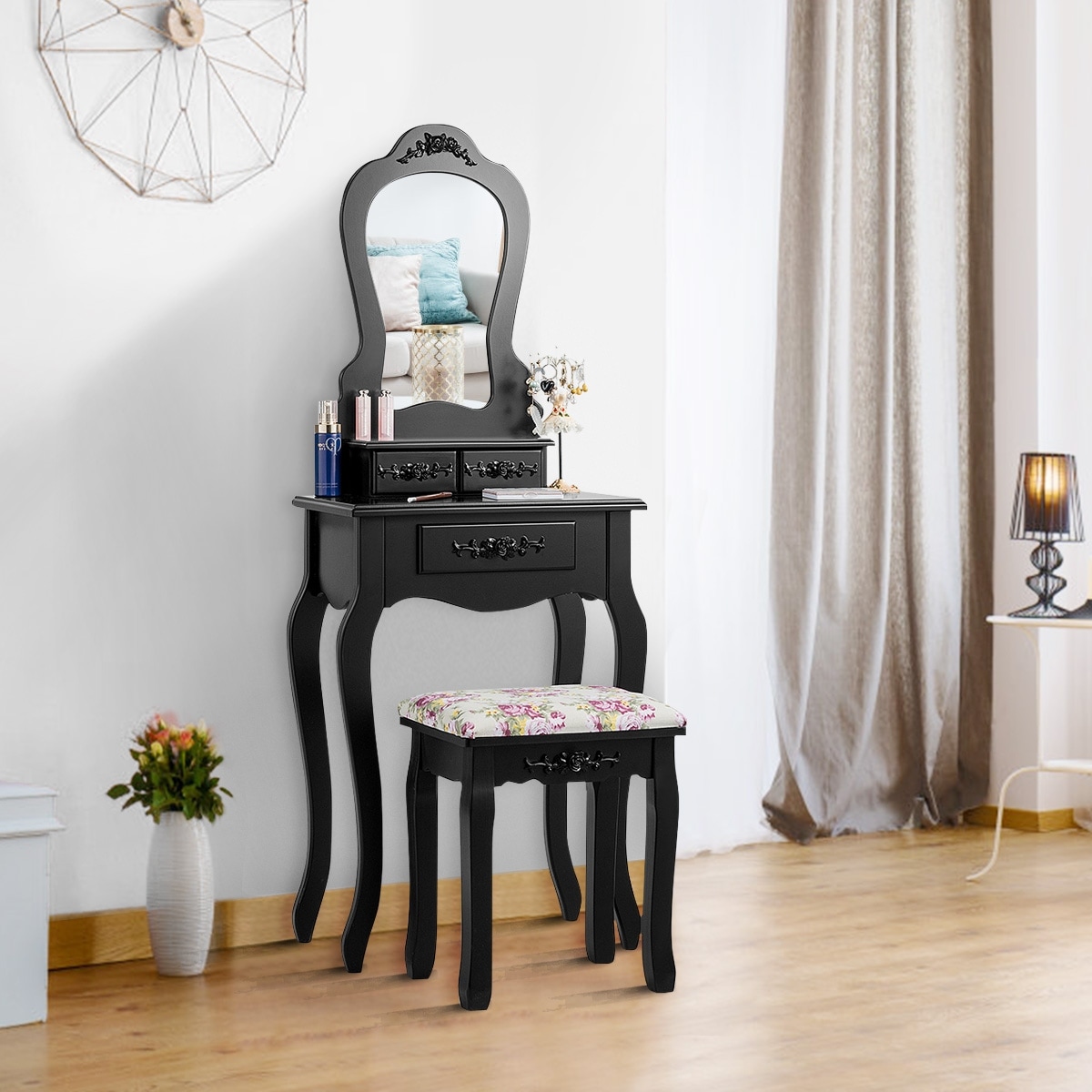Dark wood dressing table stool clearance