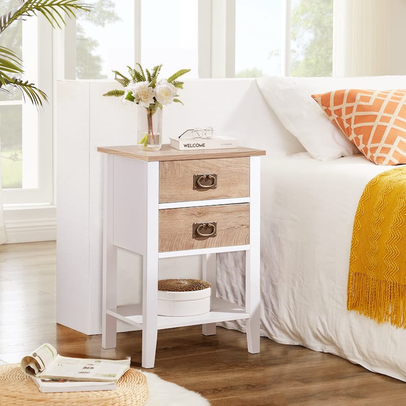 VECELO Modern Nightstands with 2-Drawers and Storage Shelf (Set of 2)