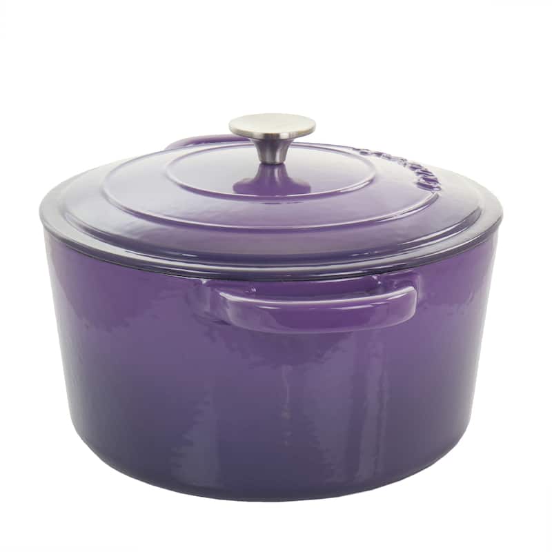 Craftsman 2 Piece 5 Quart Cast Iron Enameled Dutch Oven with Lid in Purple