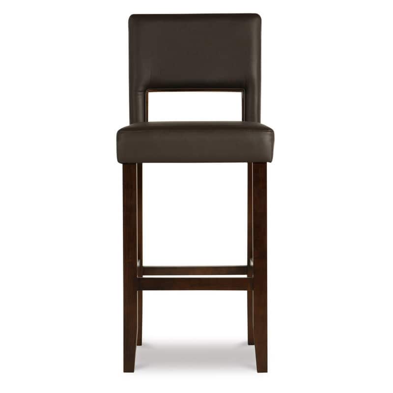 Linon Warren Faux Leather Dark Brown Bar Stool