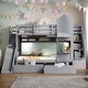 preview thumbnail 1 of 48, Beautiful Playhouse Inspired Twin-Over-Twin Castle Style Bunk Bed Gray