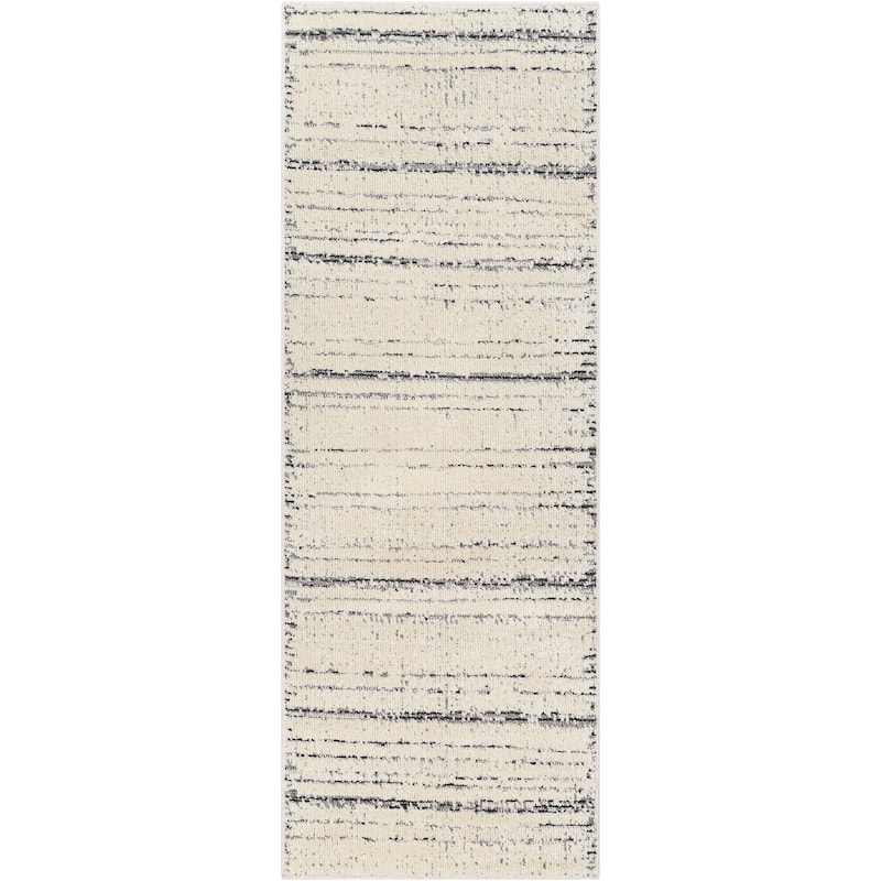 Livabliss La Boheme Abstract Stripe Area Rug - Cream/Black - 2' 7" x 7' 2"