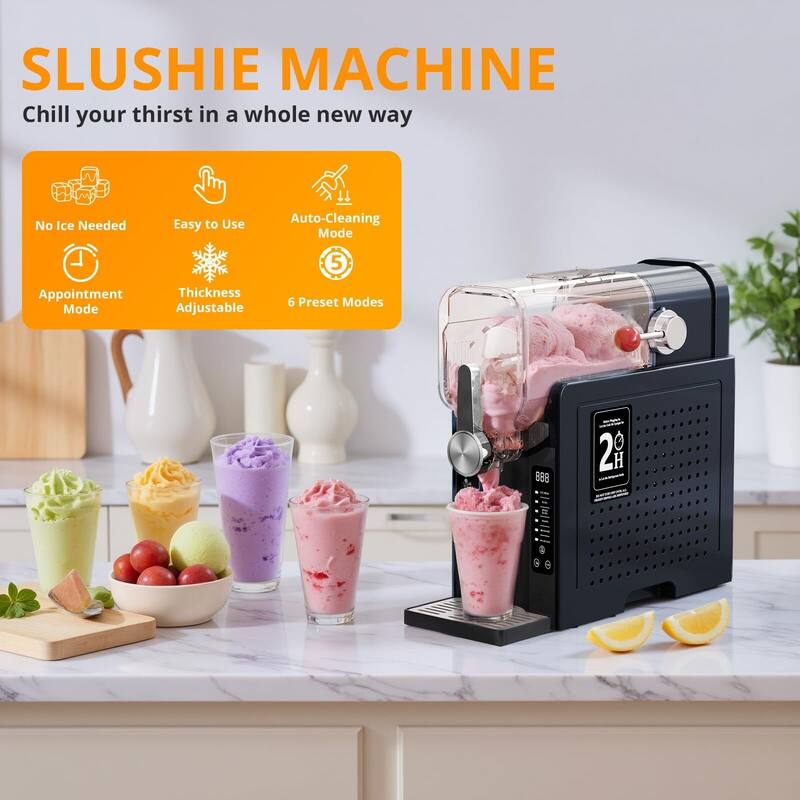 6 Pre-set Modes Slushie Machine Self-Cleaning Professional Frozen Drink Maker, No Ice Needed