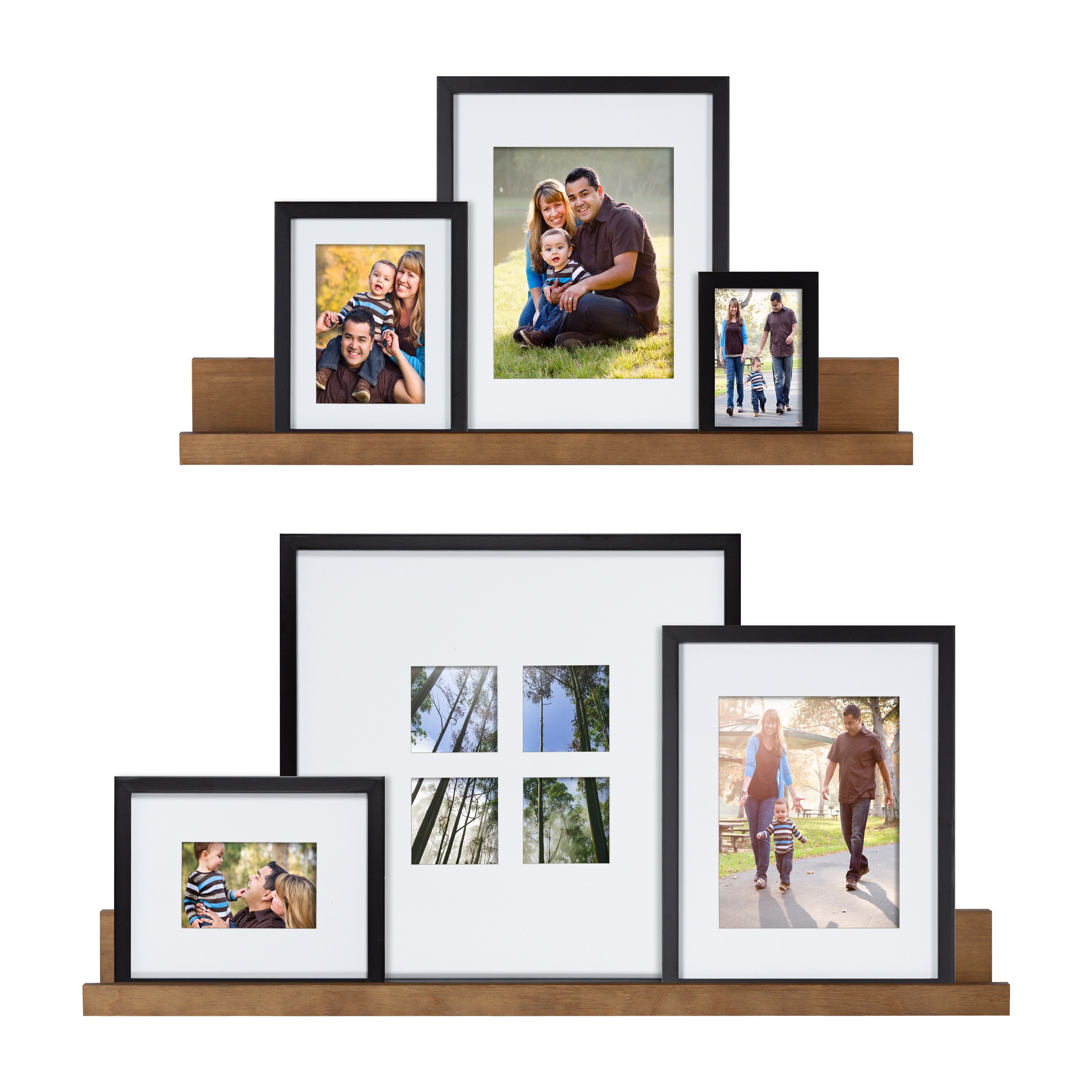 Gallery Transitional Frame and Shelf Set, Set of 8, Black, Sophisticated Picture Frame Collection With Multiple Sizes Includ