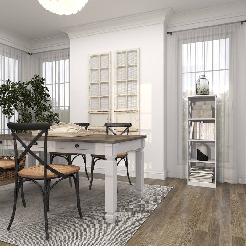 White Wooden 4 Shelves Shelving Unit