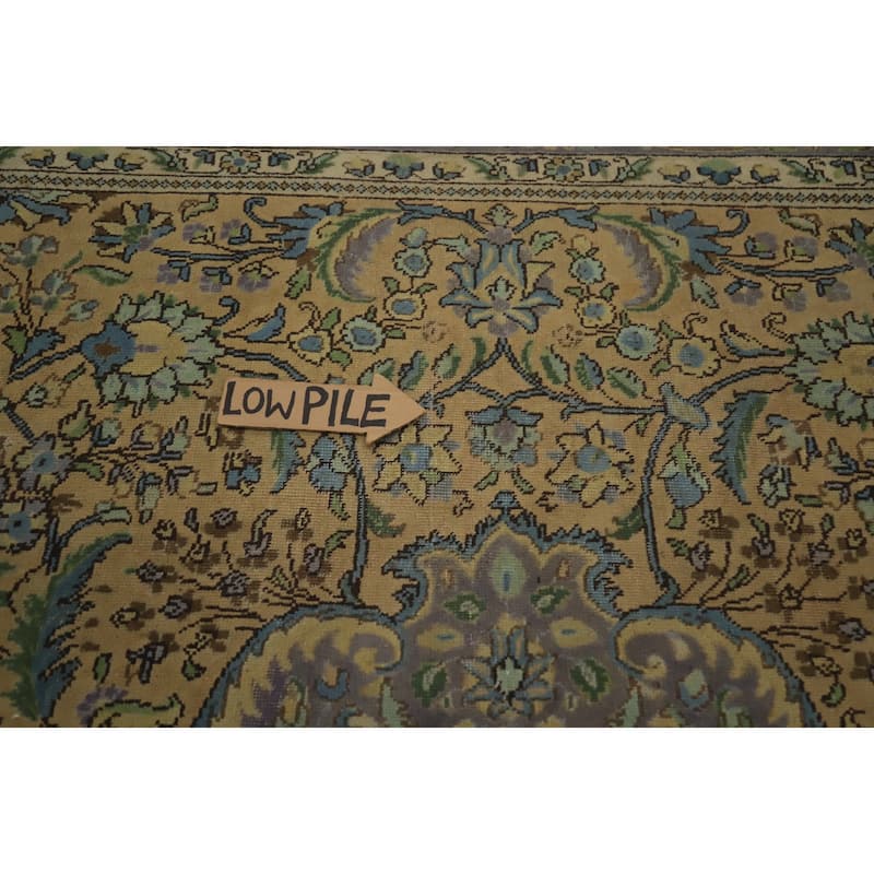 Hand Knotted Oriental 100% Wool Carpet Traditional Floral Brown Tabriz Area Rug - 11' 1'' X 7' 10''