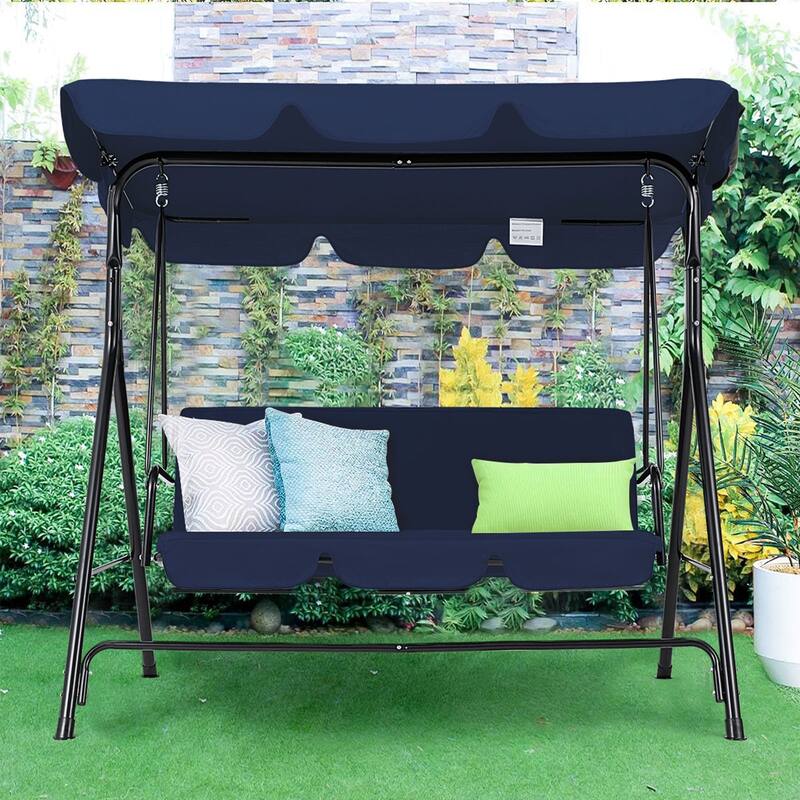 3-Seat Patio Swing Chair, Outdoor Porch Swing Glider