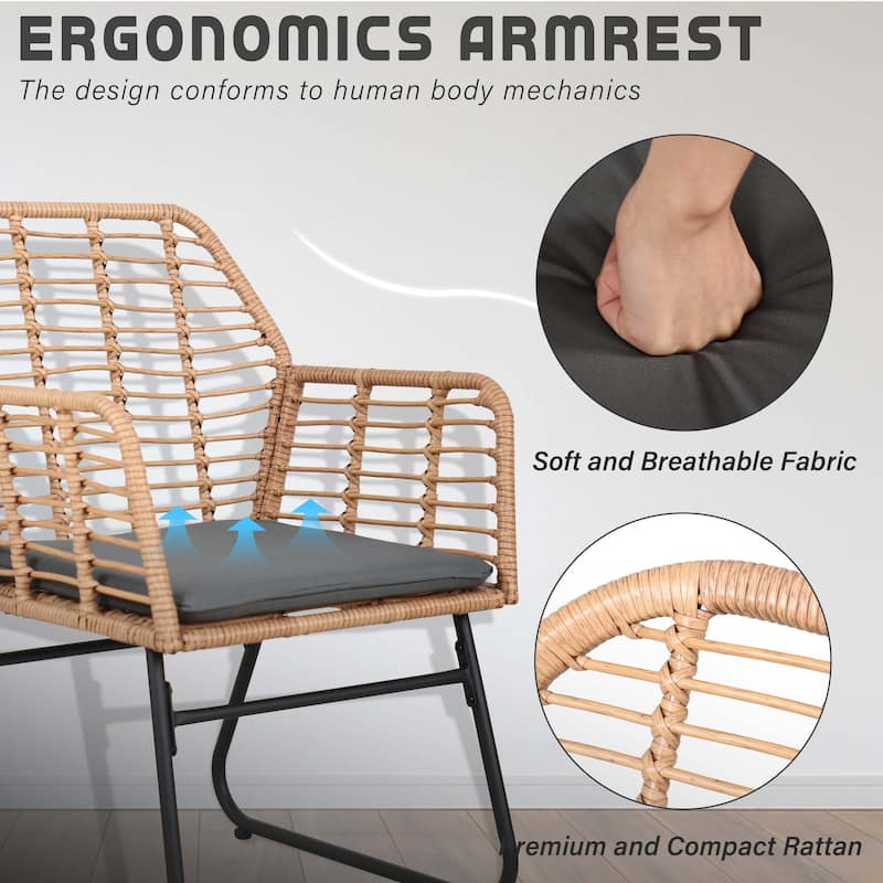 Vrakae 4 Piece Outdoor Patio Rattan Wicker Conversation Set