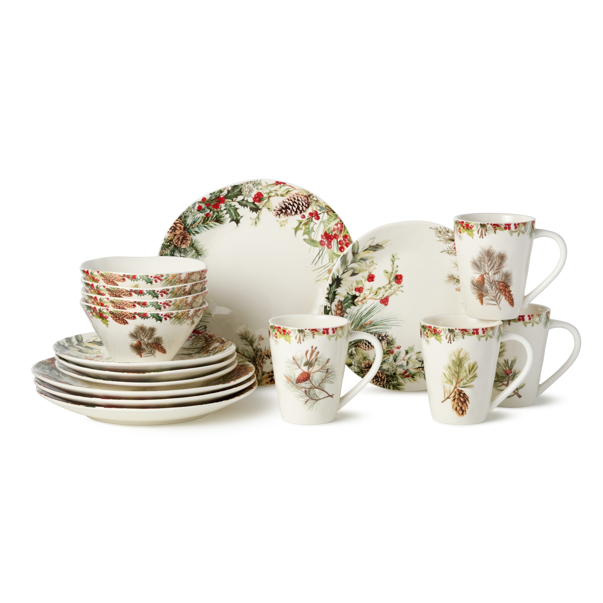 Certified International Woodland 16pc Dinnerware Set, Service for 4 - 11"L x 11"W x 1.25"H