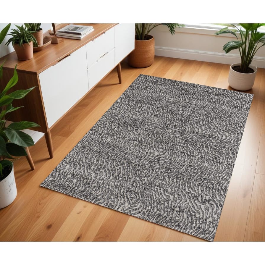 Vahaj Power Loomed Abstract Modern Stain Resistant Area Rug By HomeRoots - 4' x 6'
