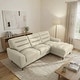 preview thumbnail 1 of 6, Chandler Genuine Leather Sectional Sofa with Padded Arms Cream Leather