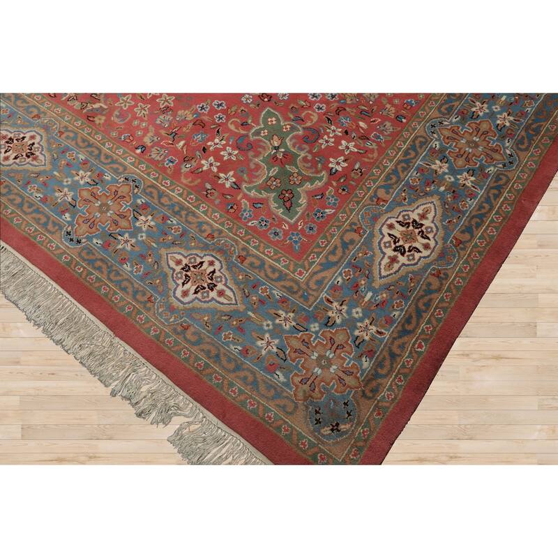 9x12 Hand Knotted Wool Pink Kashaan Traditional Botanical Plush Pile Area Rug - 9' x 12'