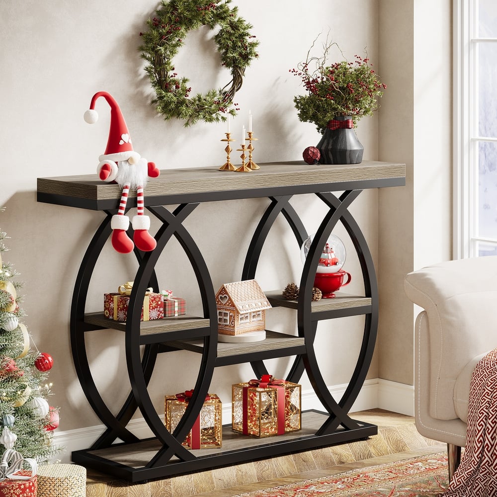 39.4" Console Table, 4-Tier Sofa Table Entryway Table for Small Spaces