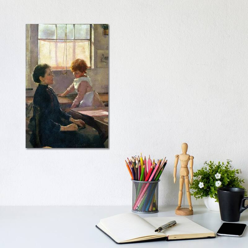 iCanvas "Detail Of Teacher And Student At Desk, School Is Out, 1889" by Elizabeth Adela Stanhope Forbes Canvas Print - 12x8x0.75