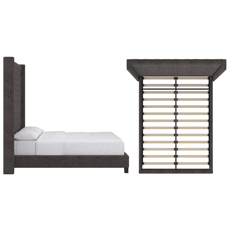 Detmold Wingback Button Tufted High Headboard Platform Bed