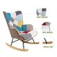 preview thumbnail 4 of 26, Rocking Chair Fabric Rocker Chair with Wood Legs Patchwork Linen - 22*29*36.5INCH