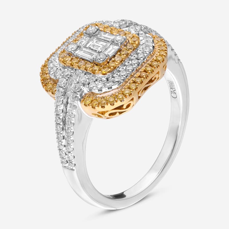 Gregg Ruth 18K White and Yellow Gold, Diamond and Fancy Yellow Diamond Engagement Ring Sz. 6.5