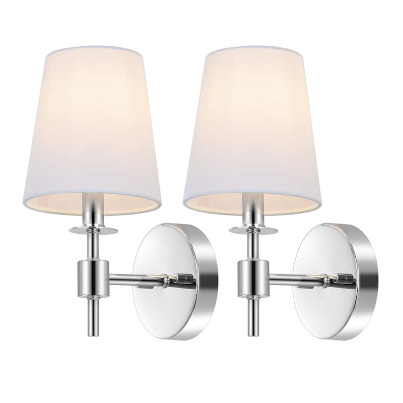 SAFAVIEH Lighting Dalany 7-inch Fabric Shade Wall Sconce with Bulbs (Set of 2) - 7 in. W x 5.5 in. D x 11 in. H