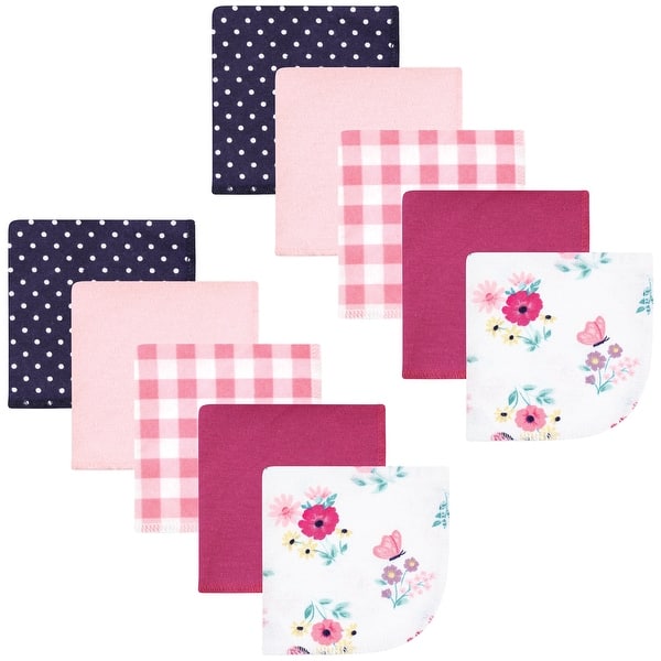 slide 1 of 1, Hudson Baby Infant Girl Flannel Cotton Washcloths, Butterfly Floral 10 Pack, One Size - Butterfly Floral 10 Pack - One Size One Size - Butterfly Floral 10 Pack