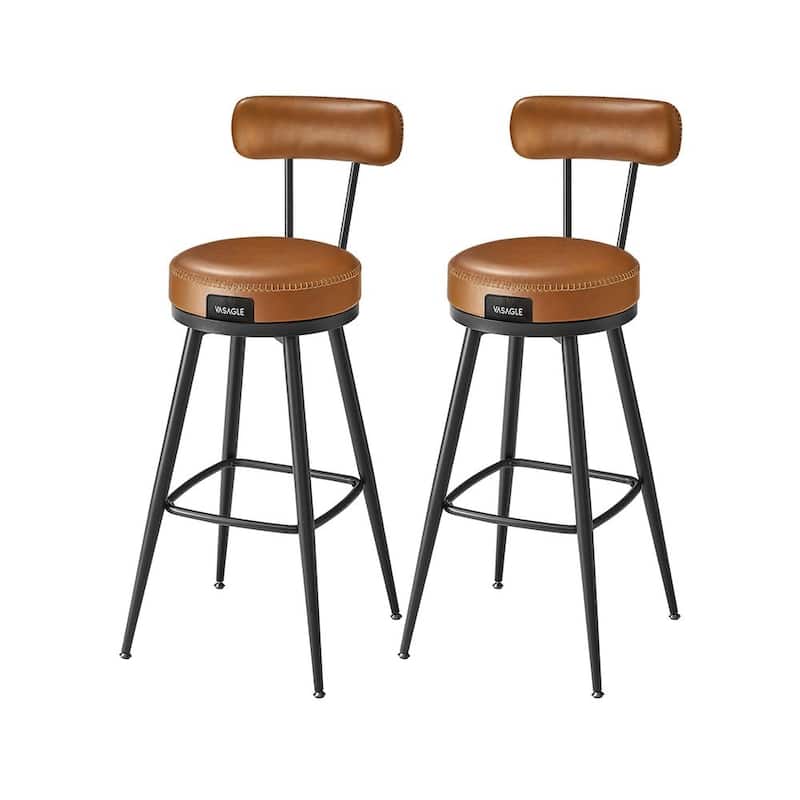 360 Swivel Bar Stools with Backrest and Steel Legs Footrest Perfect for Dining Room Set of 2
