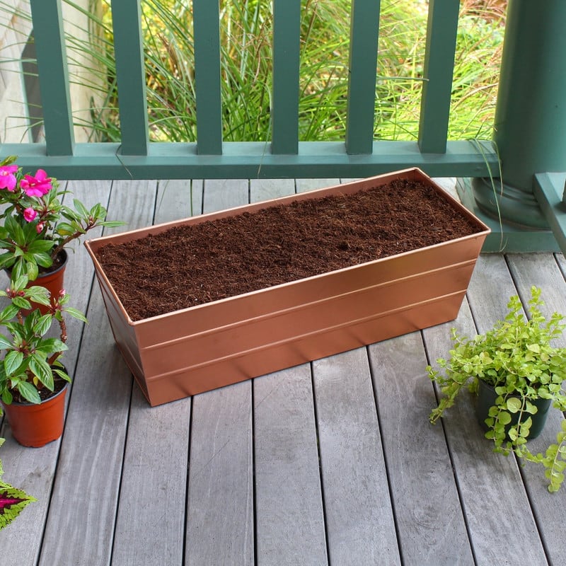 Achla Designs 24" W Medium Galvanized Steel Indoor Outdoor Bloom Box Garden Growing Kit, Garden Accent
