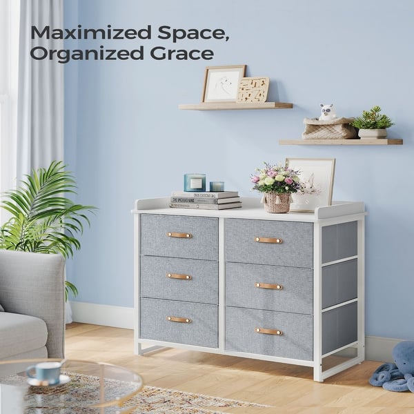 kids grey dresser Hampshire 50" Cozy Grey Wood 6-Drawer Kids Dresser
