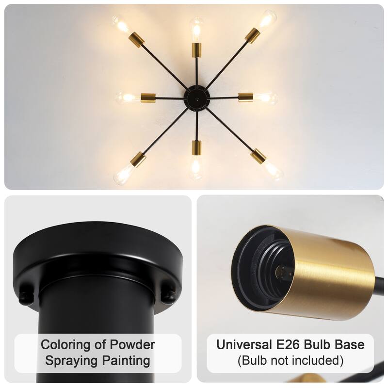 8-Light Modern Semi Flush Mount Lights for Kitchen Study Living Room