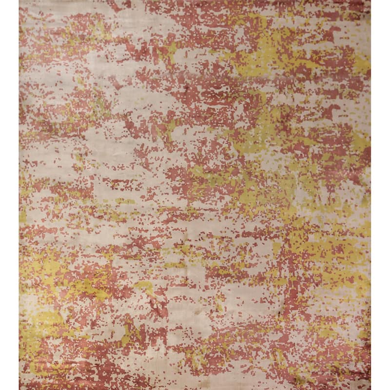 Contemporary Abstract Indian Square Rug Handmade Wool Carpet - 8'0" x 8'1"