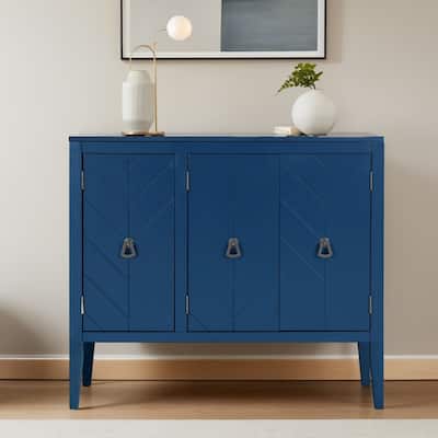 Adjustable Shelf Storage Sideboard with 3 Retro Metal Handles and 4 Pinewood Legs, for Entryway