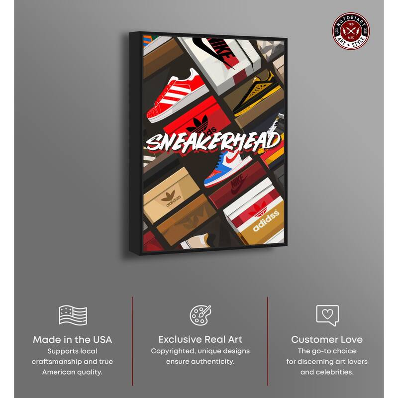 Notoriart Sneakerhead Collection Framed Sneaker 1 Piece Canvas Wall Art