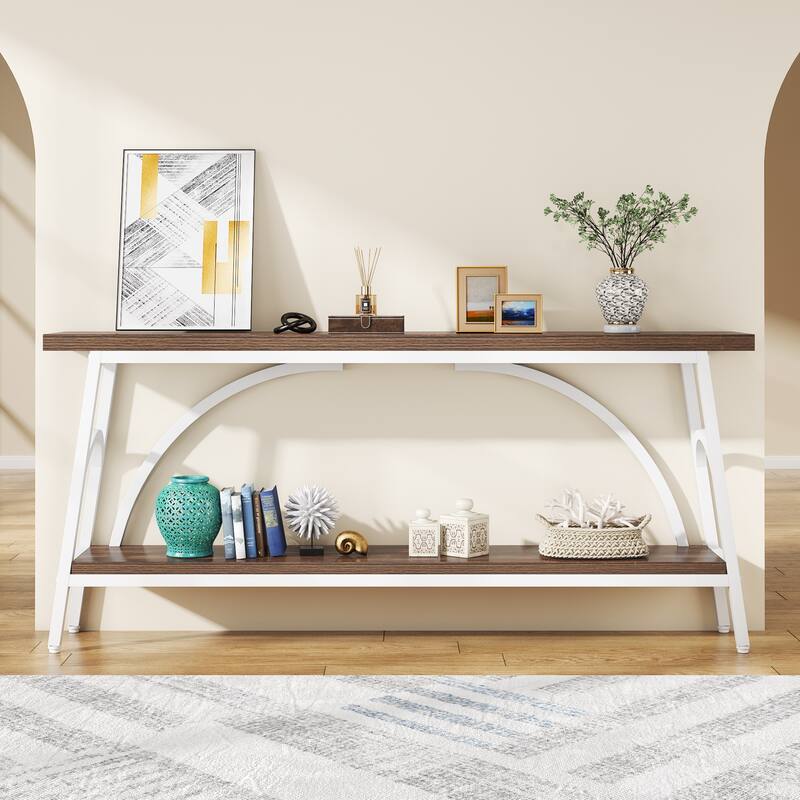 70.8”Sofa Tables, 2 Tier Extra Long Console Tables for Entryway