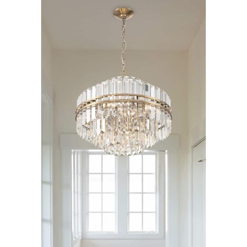 Hayes 12 Light Aged Brass Chandelier - 22"W x 20.5"H x 22"D