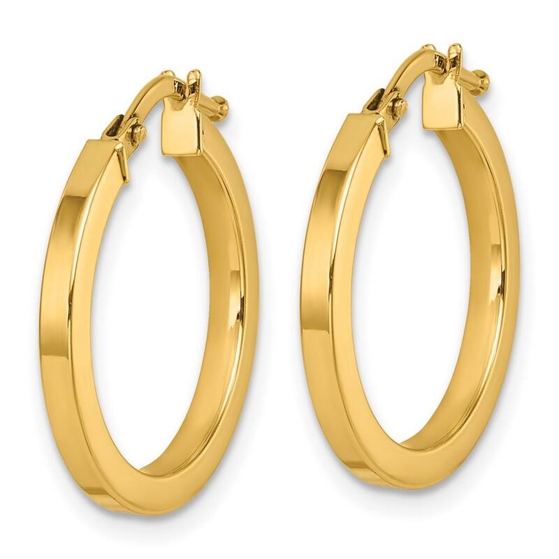 Curata 14k Yellow Gold Polished Square Tube Hoop Earrings - 20.5x19.8mm
