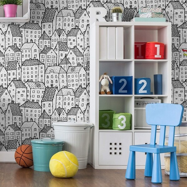 White City Themed Peel and Stick Removable Wallpaper 8163 - Overstock
