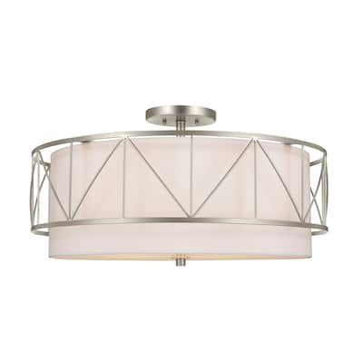 Birkleigh 24 in. 4-Light Satin Nickel Semi-Flush Mount Ceiling Light