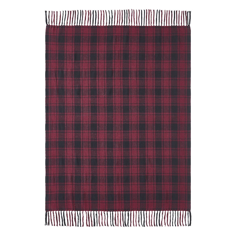 Cumberland Red Black Plaid Woven Throw 50x60
