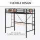 preview thumbnail 3 of 5, Black Twin Size Metal Loft Bed Frame with Stairs & Full-Length Guardrail, Space-Saving Design