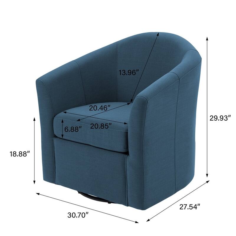 UIXE Swivel Barrel Accent Chair with Metal Base - 30.7"W x 29.9"H x 27.5"D