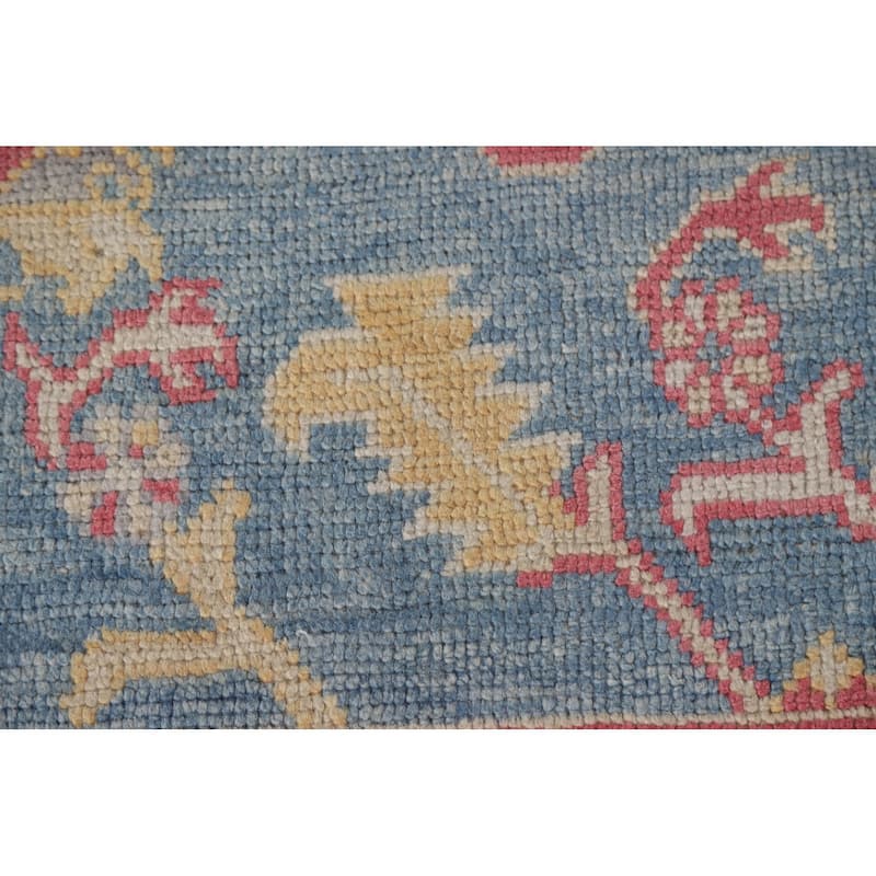 Vegetable Dye Oushak Turkish Runner Rug Handmade Floral Wool Carpet - 3'1"x 12'10"